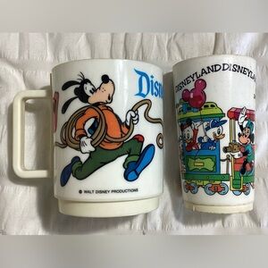 Vintage Disney Plastic Kids Mug Cup & Tumbler Deka Made In The USA 70s 80s